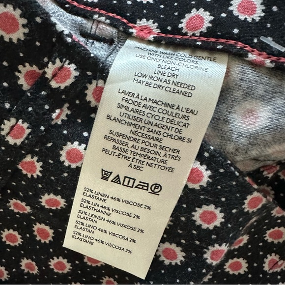 Maeve Anthropologie‎ The Colette Wide Leg Pants 27 Black Floral Linen Blend - Picture 7 of 8